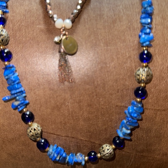 Two Denim Friendly Multi-Color Multi-Bead Coordinating Necklaces - Picture 12 of 16